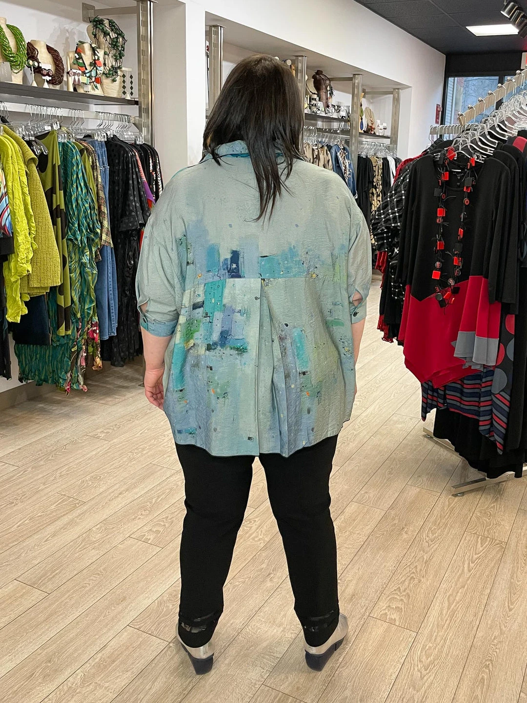 3 Potato 3 Potato Art Print Oversized Boxy Shirt, Blue Multi