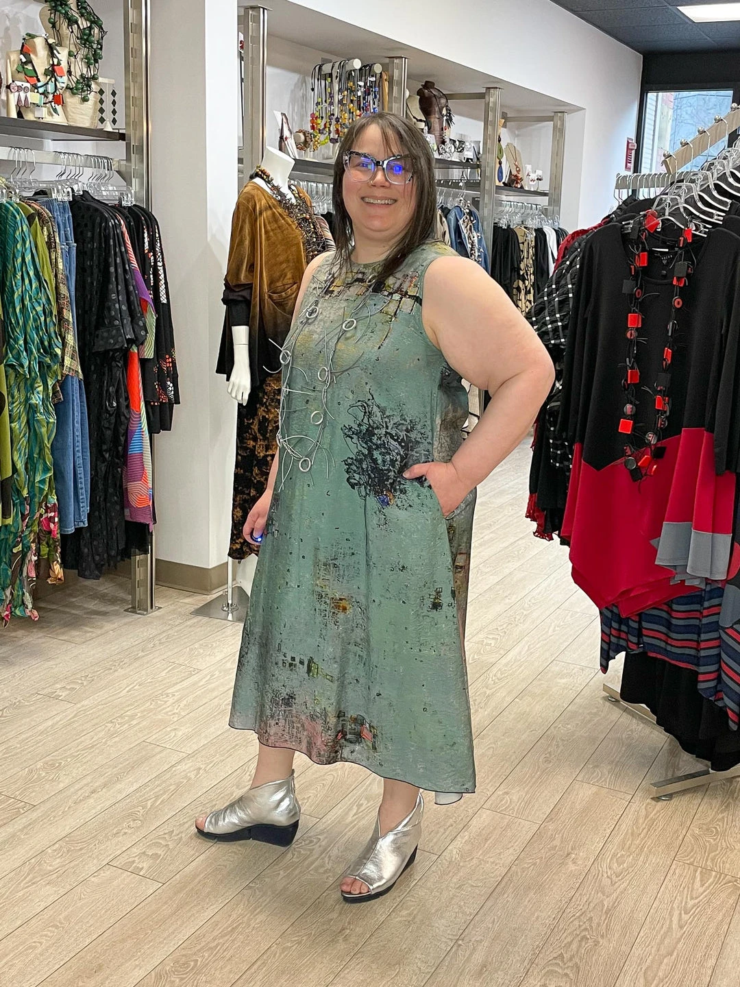 3 Potato 3 Potato Art Print Tank Dress, Grey Multi