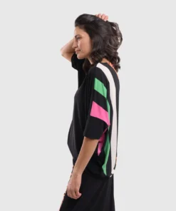 Alembika Bold Stripe Back Relaxed Top, Rainbow