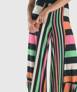 Alembika Bold Stripe Punto Pant, Rainbow Alembika