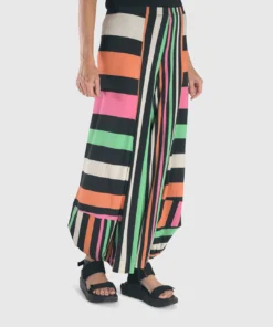 Alembika Bold Stripe Punto Pant, Rainbow Alembika