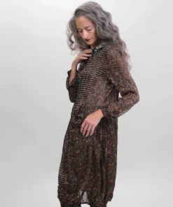 Alembika Chiffon Mix Wonderful Dress, Russet