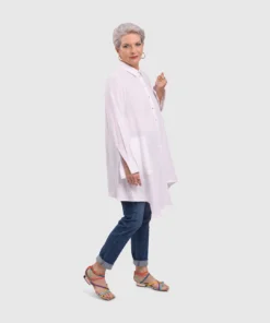 Alembika Alembika Gauze Asymmetric Shirt Tunic, White