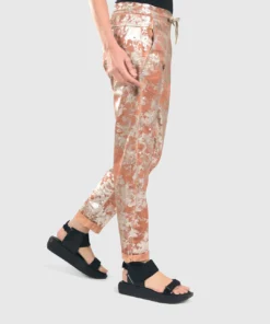 Alembika Alembika Metallic Floral Iconic Slim Leg Pant, Rust