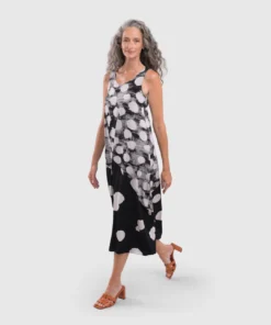 Alembika Alembika Mixed Dot Cocoon Tank Dress, Black