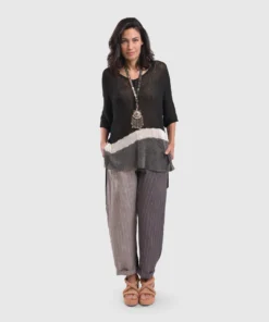 Alembika Open Knit Asymmetric V Neck Sweater, Black Alembika