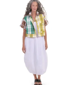 Alembika Alembika Plaid Mix Cropped Boxy Jacket, Multi