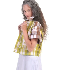 Alembika Alembika Plaid Mix Cropped Boxy Jacket, Multi