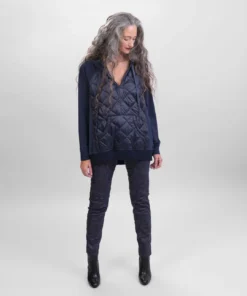 Alembika Quilted Jean Mix Pocket Top, Denim Alembika