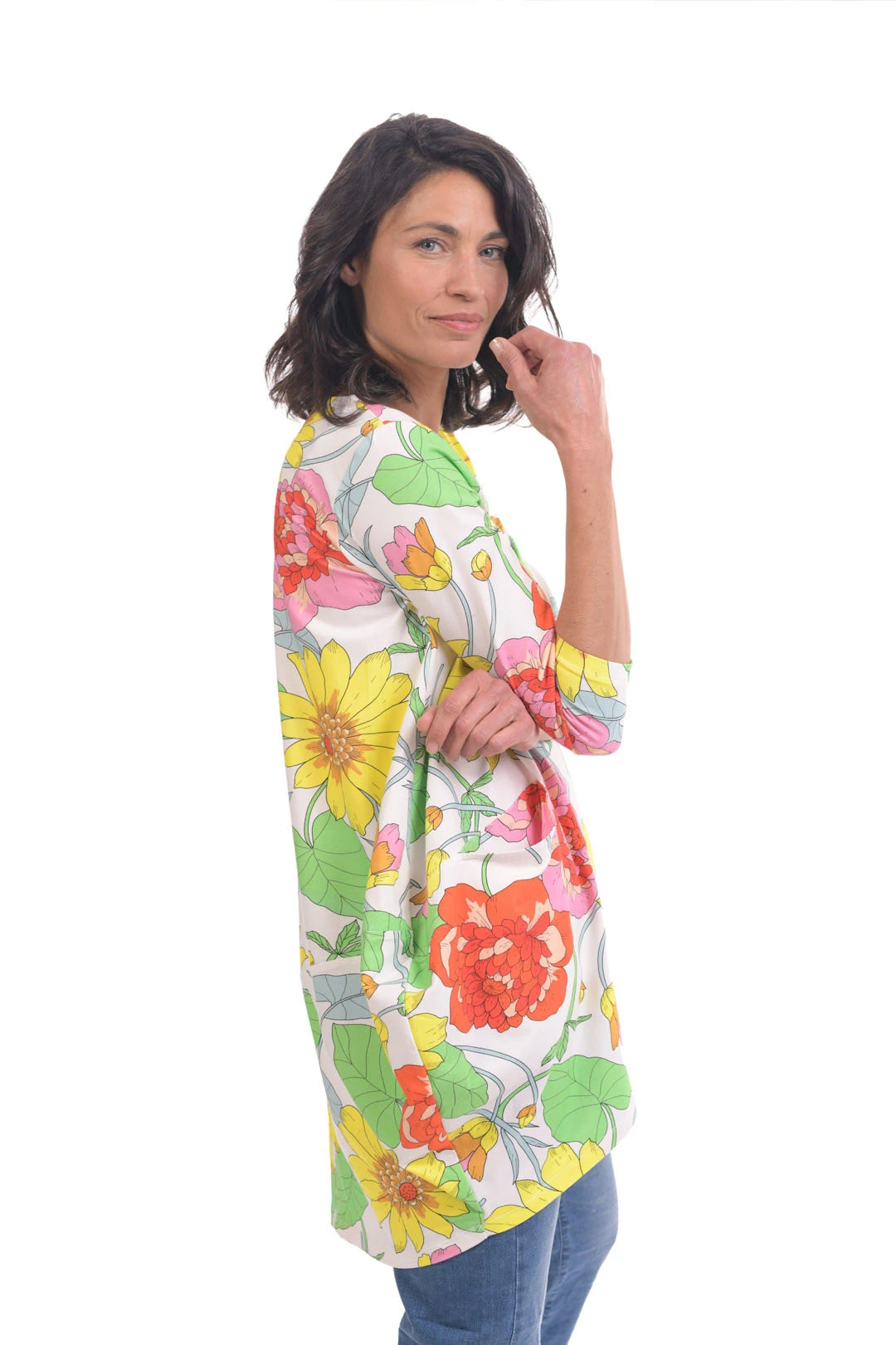 Alembika Garden Print Cocoon Tunic, Bloom Alembika