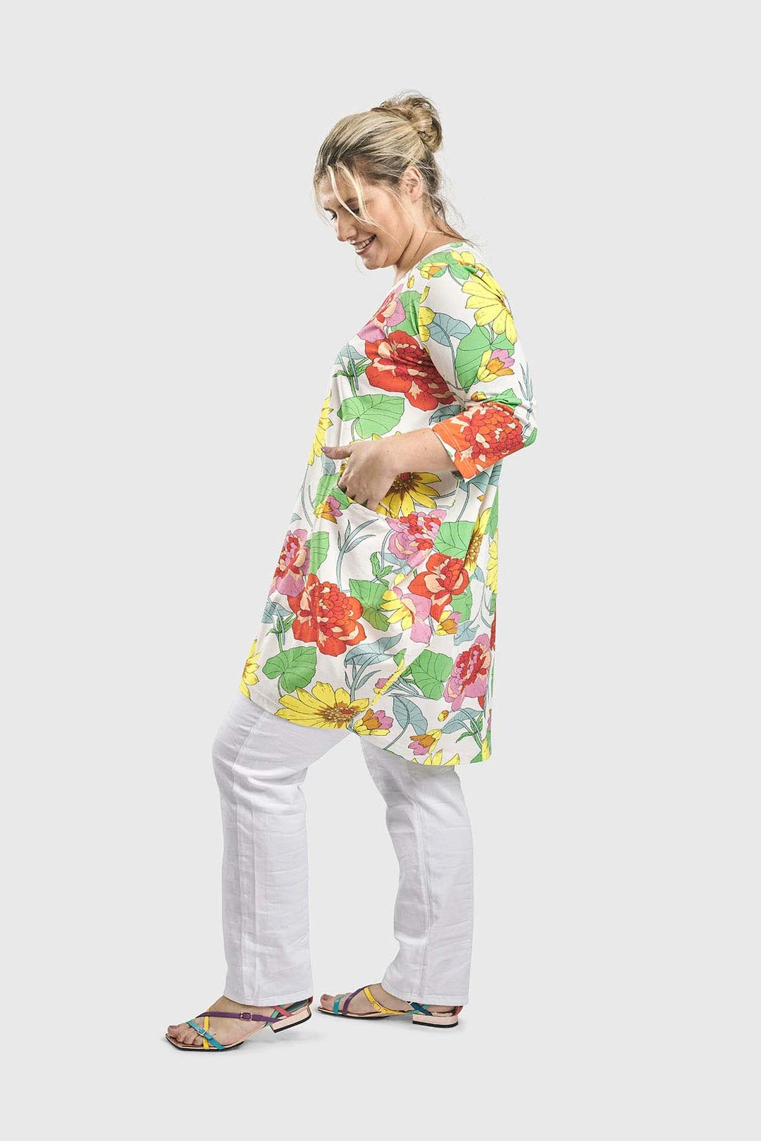 Alembika Garden Print Cocoon Tunic, Bloom Alembika