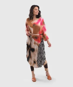 Alembika Alembika Satin Crush Mix Panel Dress, Butterfly