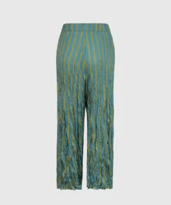 Alembika Satin Crush Striped Pant, Turquoise