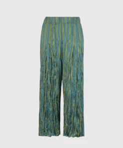 Alembika Satin Crush Striped Pant, Turquoise