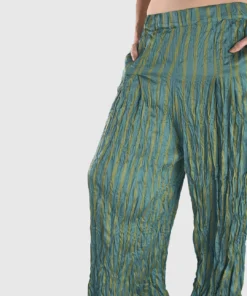 Alembika Satin Crush Striped Pant, Turquoise
