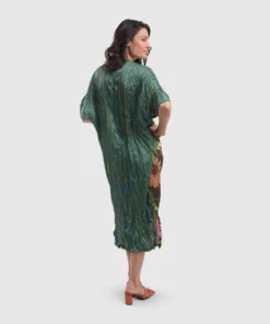 Alembika Satin Crush V Neck Dress, Aquamarine Alembika