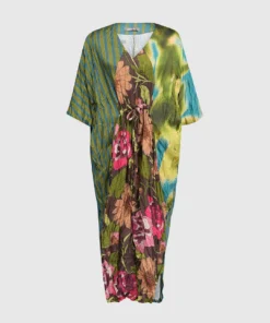 Alembika Satin Crush V Neck Dress, Aquamarine Alembika