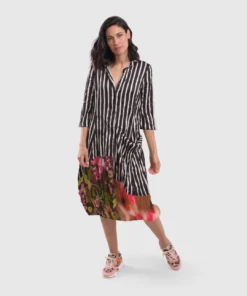 Alembika Satin Crush Wonderful Dress, Stripes