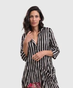 Alembika Satin Crush Wonderful Dress, Stripes