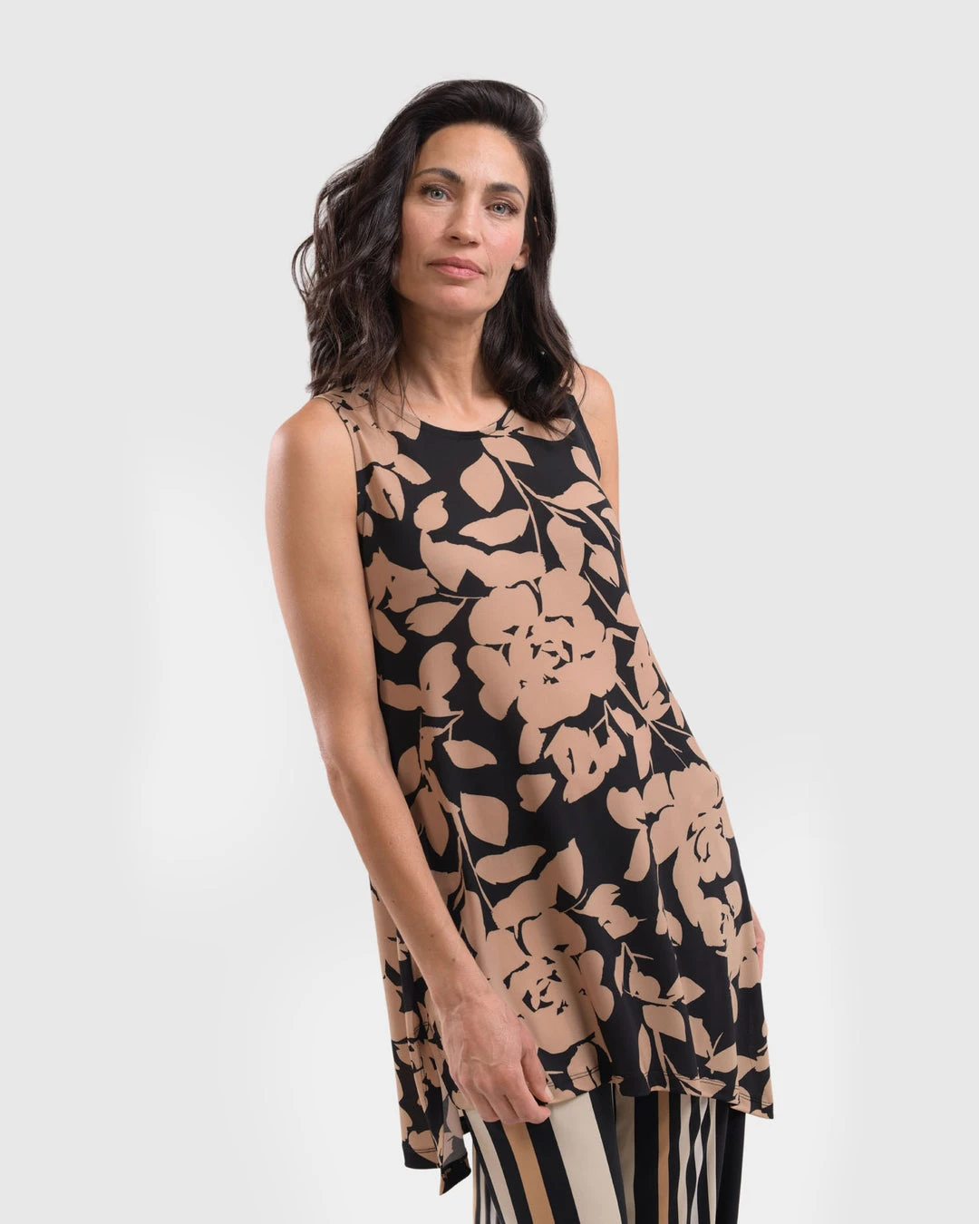 Alembika Alembika Silhouette Print Asymmetric Tank Tunic, Floral