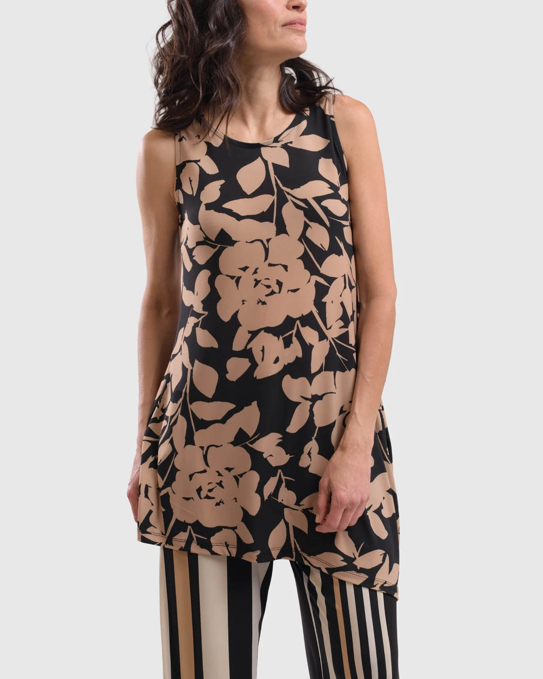 Alembika Alembika Silhouette Print Asymmetric Tank Tunic, Floral