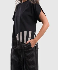 Alembika Stripe Trim Boxy Tee, Bars