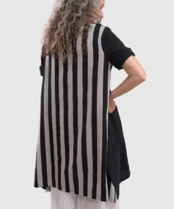 Alembika Striped Back Gauze Tunic, Black Alembika
