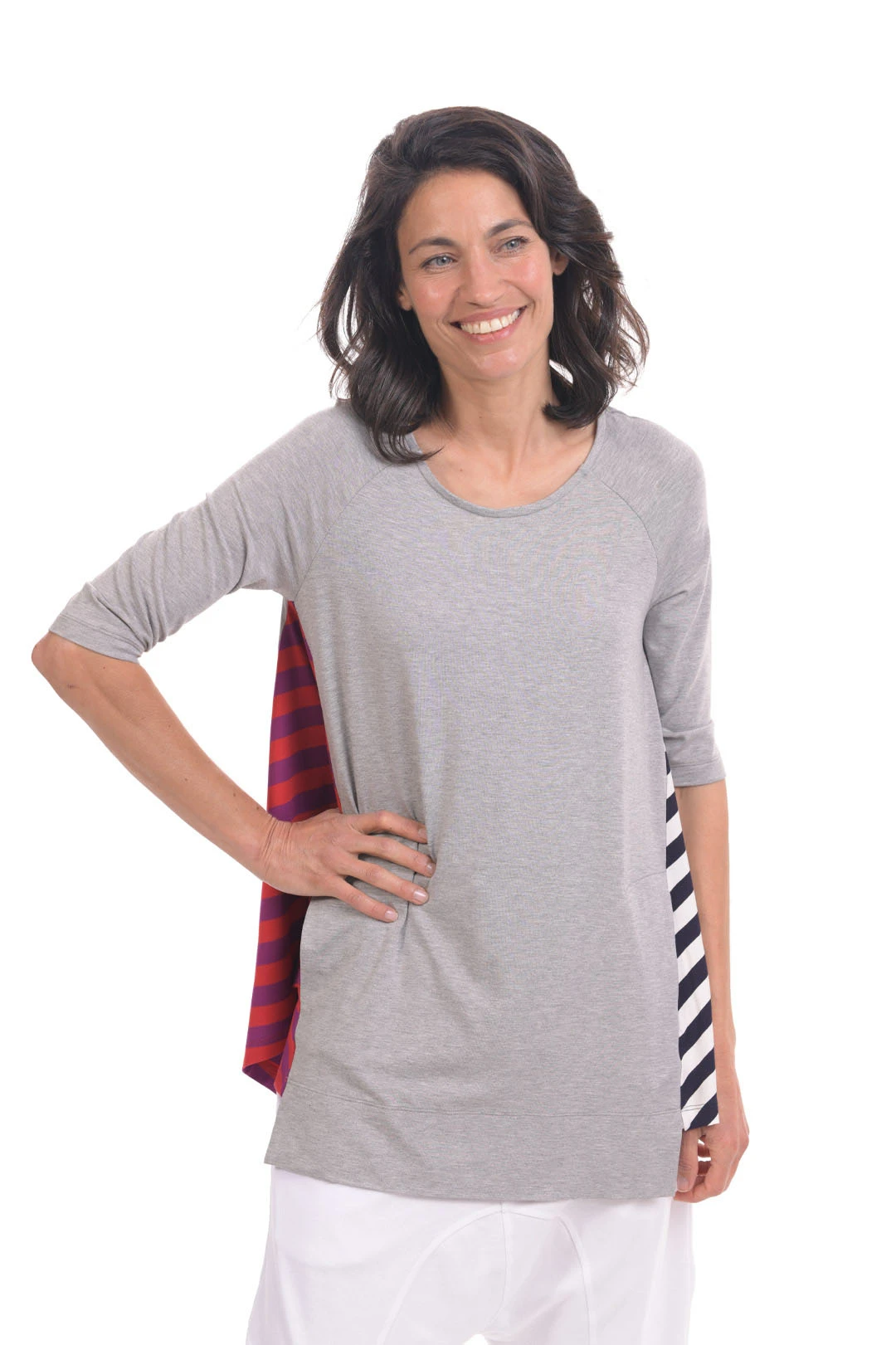 Alembika Striped Inset Raglan Swing Top, Multi