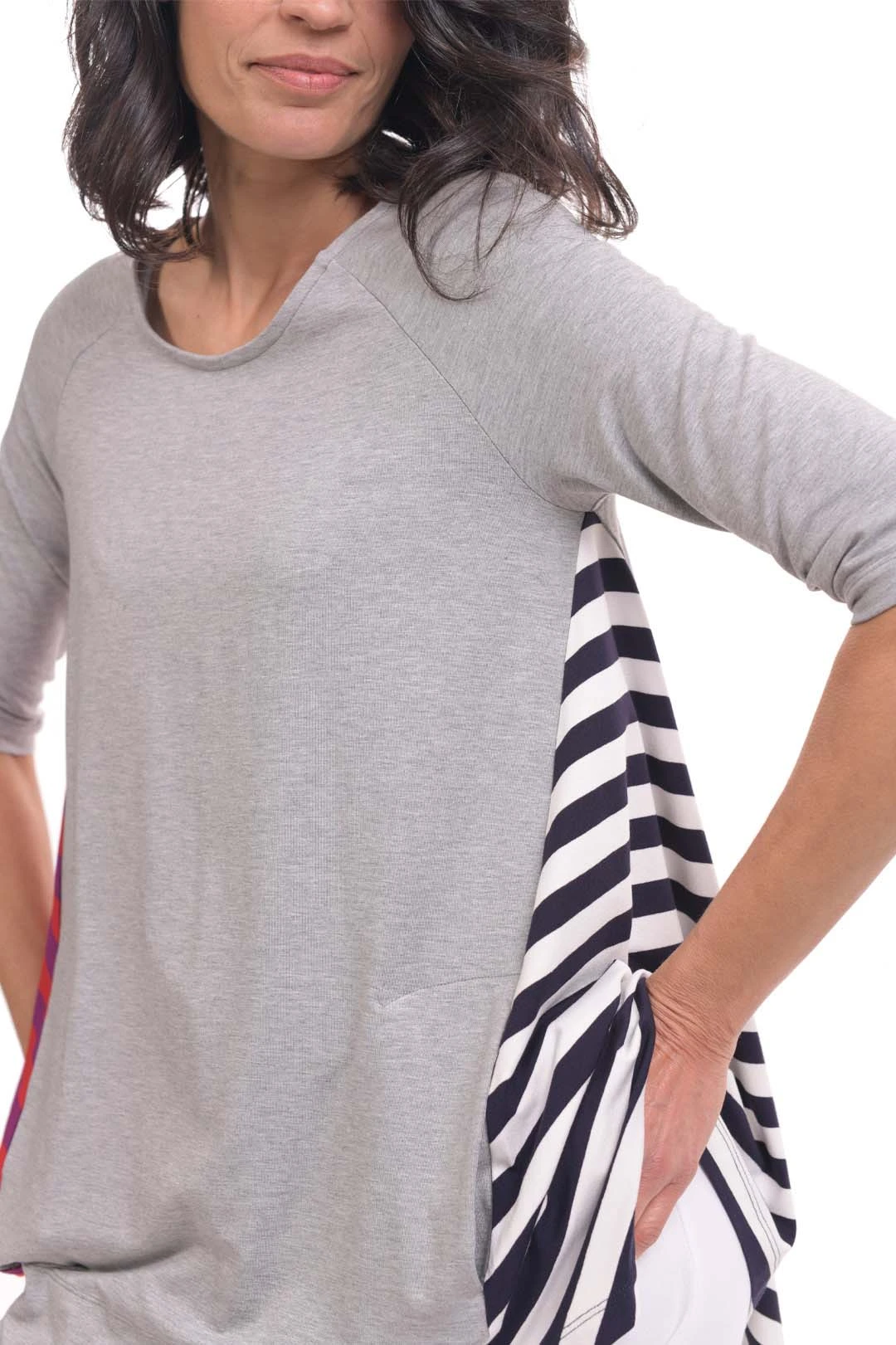 Alembika Striped Inset Raglan Swing Top, Multi