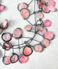 Annemieke Broenink Batik Poppy Necklace, Bubble Gum