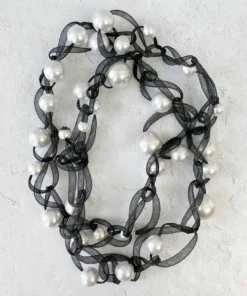 Annemieke Broenink Pearl Tulle Link Necklace, White Annemieke Broenink