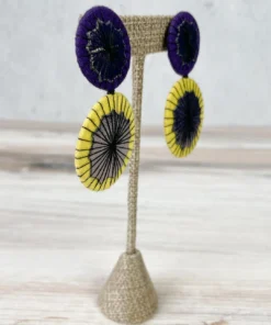 Beyond Threads Double Shiitake Earrings, Purple/Yellow