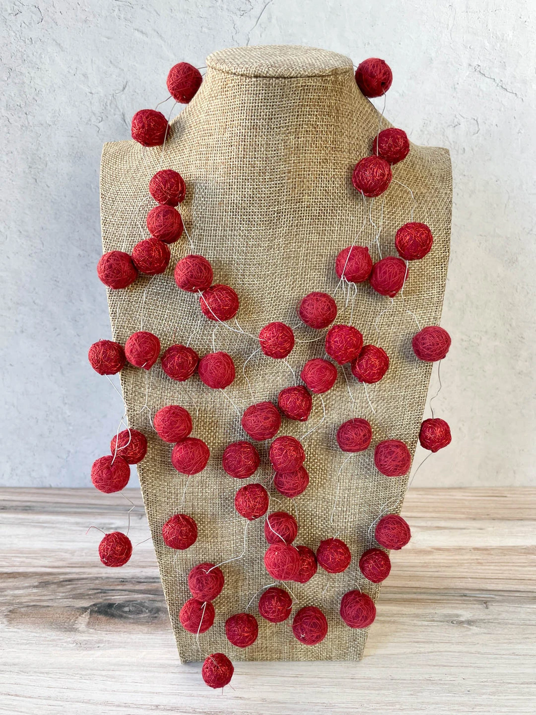 Beyond Threads Juliet Felted Ball Necklace, Red Beyond Threads