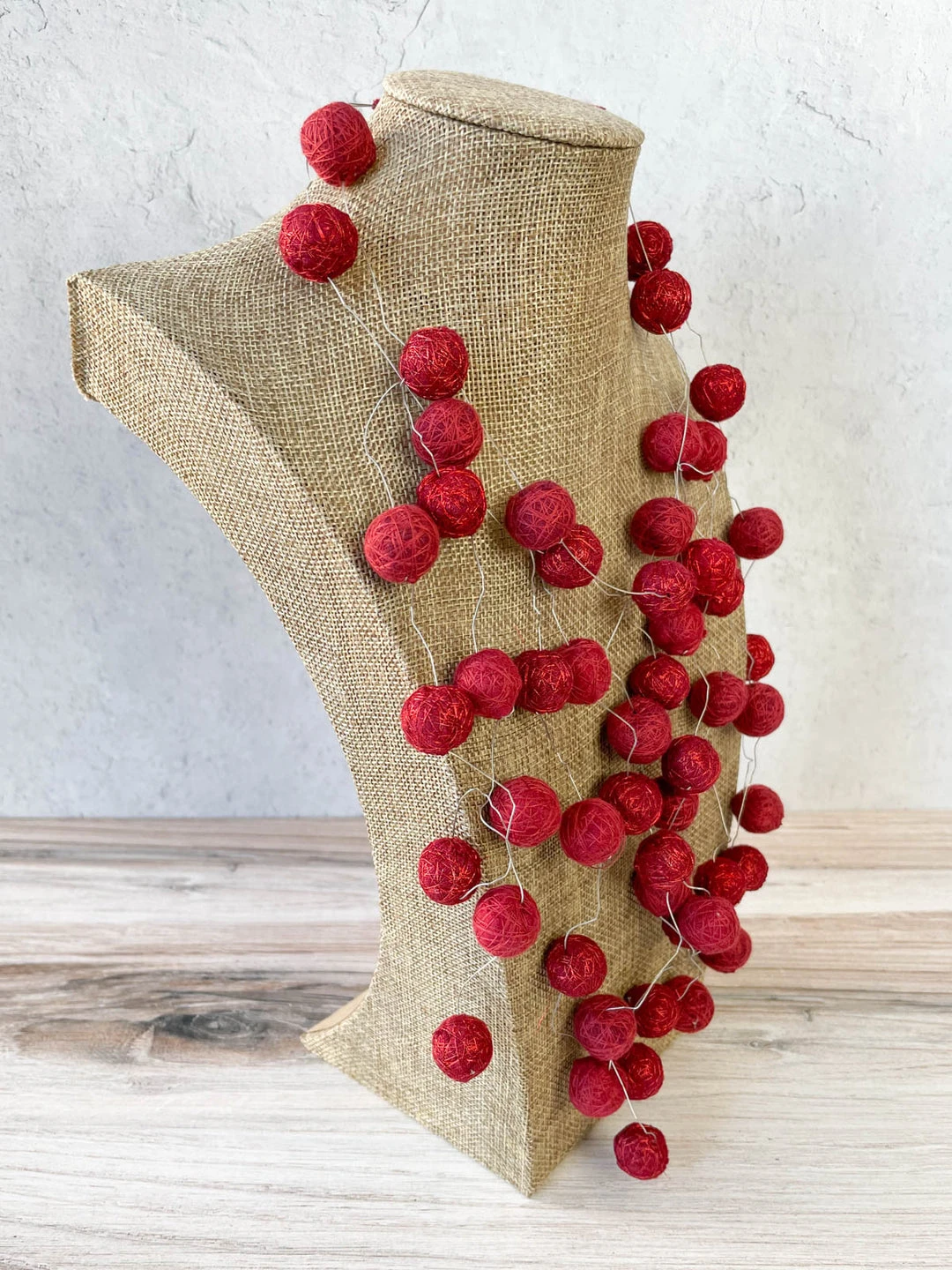 Beyond Threads Juliet Felted Ball Necklace, Red Beyond Threads