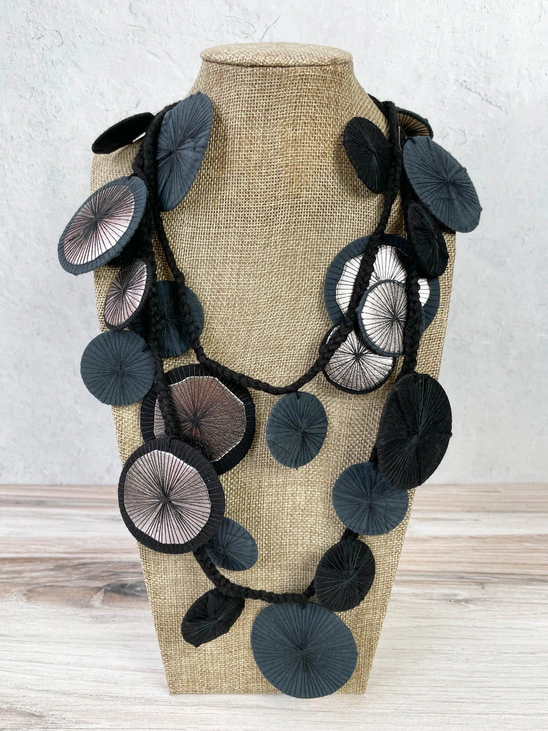 Beyond Threads Beyond Threads Platillos Wrap Necklace, Charcoal