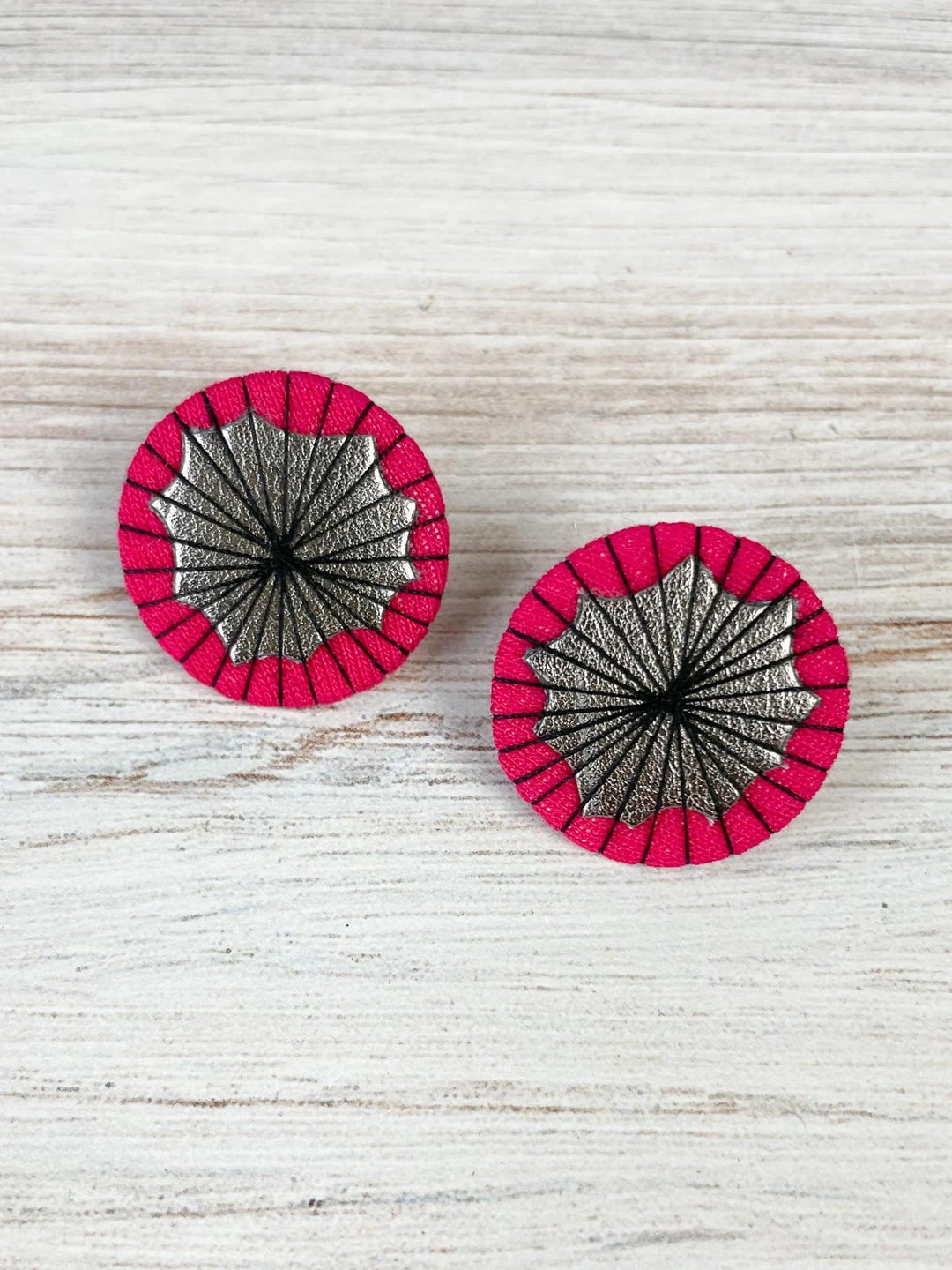 Beyond Threads Single Shiitake Earrings, Pink