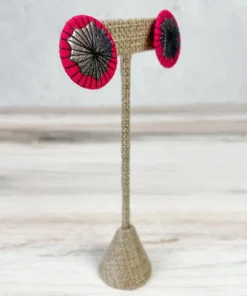 Beyond Threads Single Shiitake Earrings, Pink