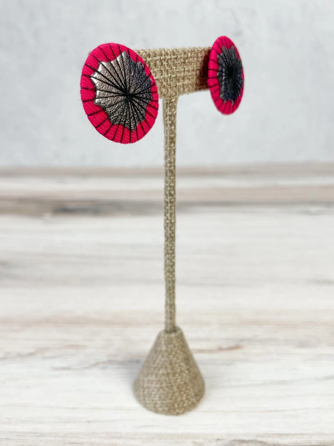 Beyond Threads Single Shiitake Earrings, Pink