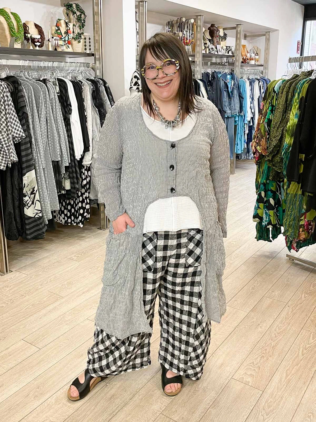 Bodil Hi Lo Duster Cardigan, Stripe Bodil