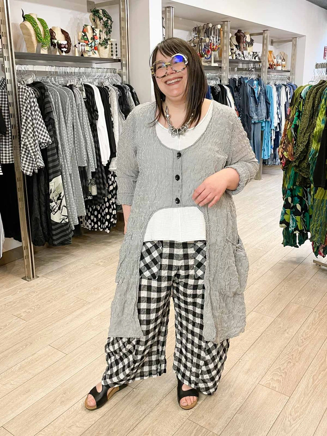 Bodil Hi Lo Duster Cardigan, Stripe Bodil