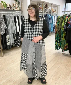 Bodil Long Vest/Dress, Black/White