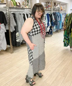 Bodil Patch Dress, Black/White