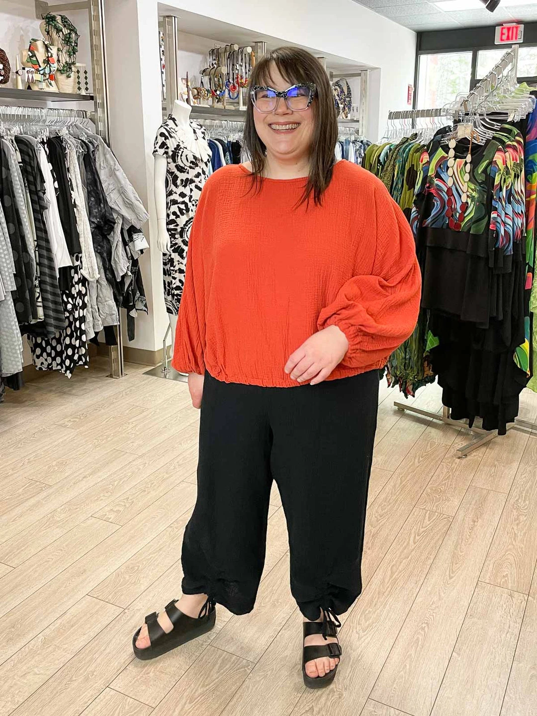 Bryn Walker Ruched Pant, Black Gauze Bryn Walker