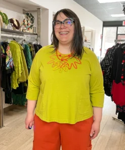 Pacificotton Bryn Walker 3/4 Sleeve Boxy Shirt, Euphorbia