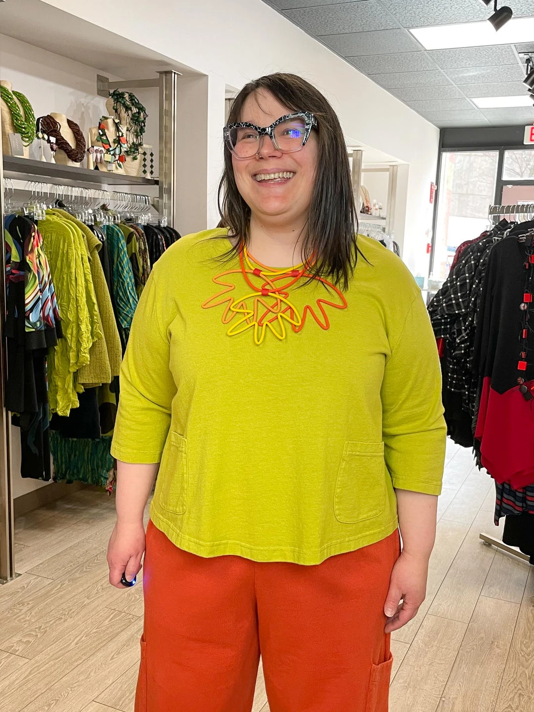 Pacificotton Bryn Walker 3/4 Sleeve Boxy Shirt, Euphorbia