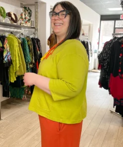 Pacificotton Bryn Walker 3/4 Sleeve Boxy Shirt, Euphorbia