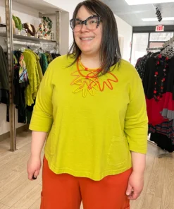 Pacificotton Bryn Walker 3/4 Sleeve Boxy Shirt, Euphorbia