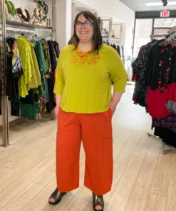 Pacificotton Bryn Walker 3/4 Sleeve Boxy Shirt, Euphorbia