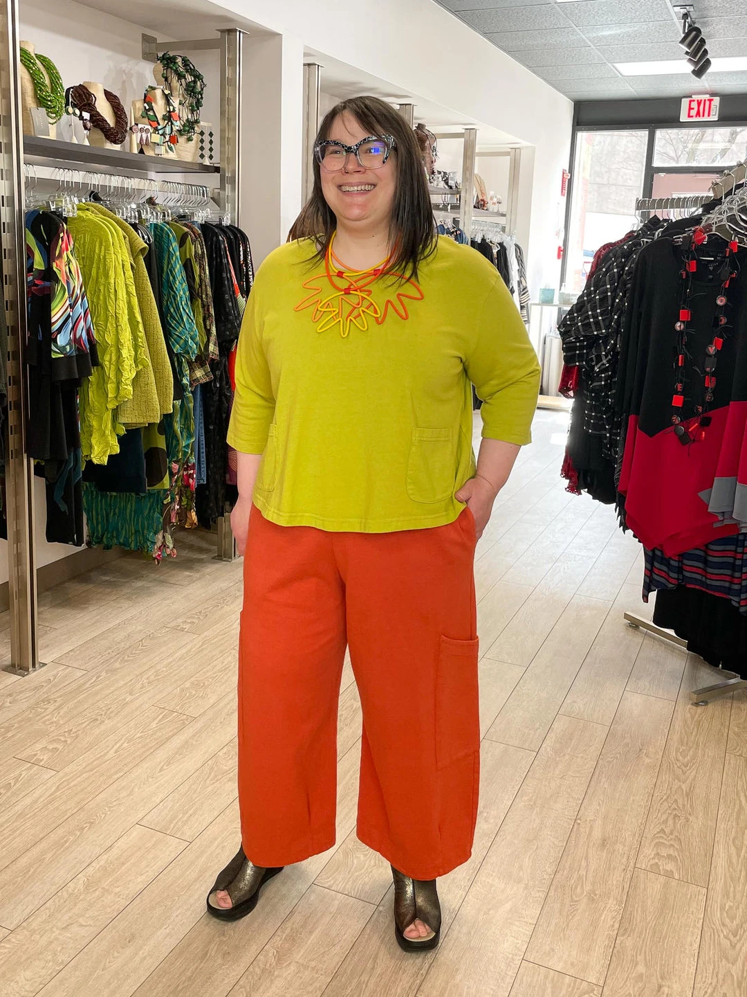 Pacificotton Bryn Walker 3/4 Sleeve Boxy Shirt, Euphorbia