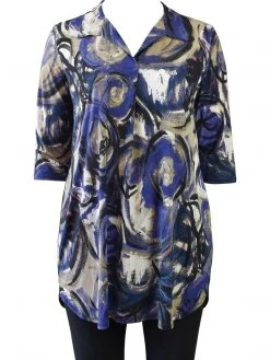 Caribe Collared Tunic Dress, Purple Multi Dresses & Jumpsuits